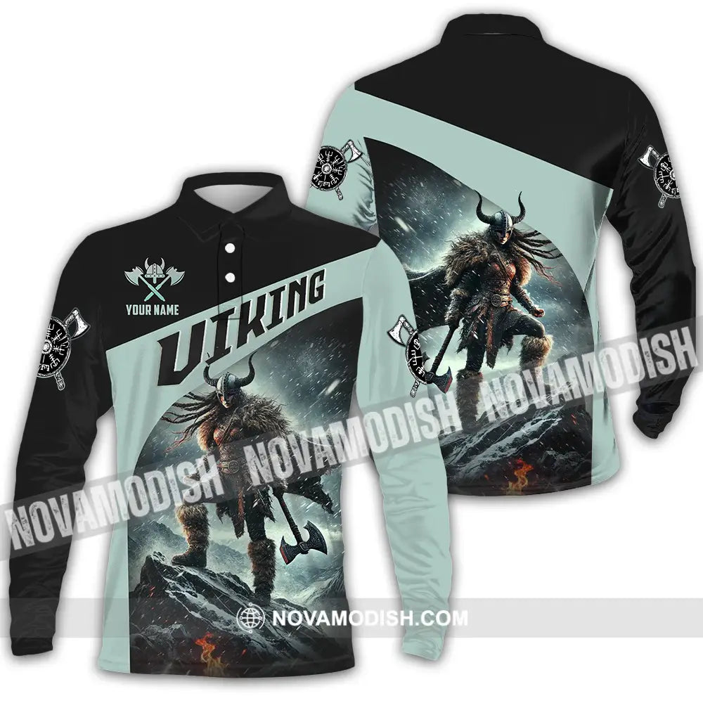 Unisex Shirt - Custom Text Shirt Viking Long Sleeve Polo / S T-shirt