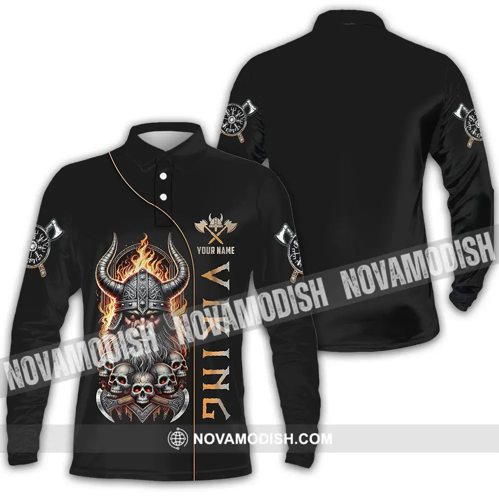 Unisex Shirt - Custom Text Shirt Viking Long Sleeve Polo / S T-shirt