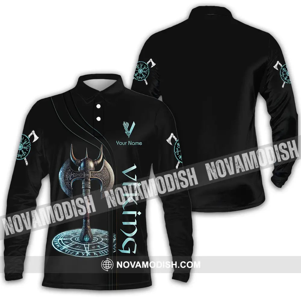 Unisex Shirt - Custom Text Viking Long Sleeve Polo / S T-Shirt