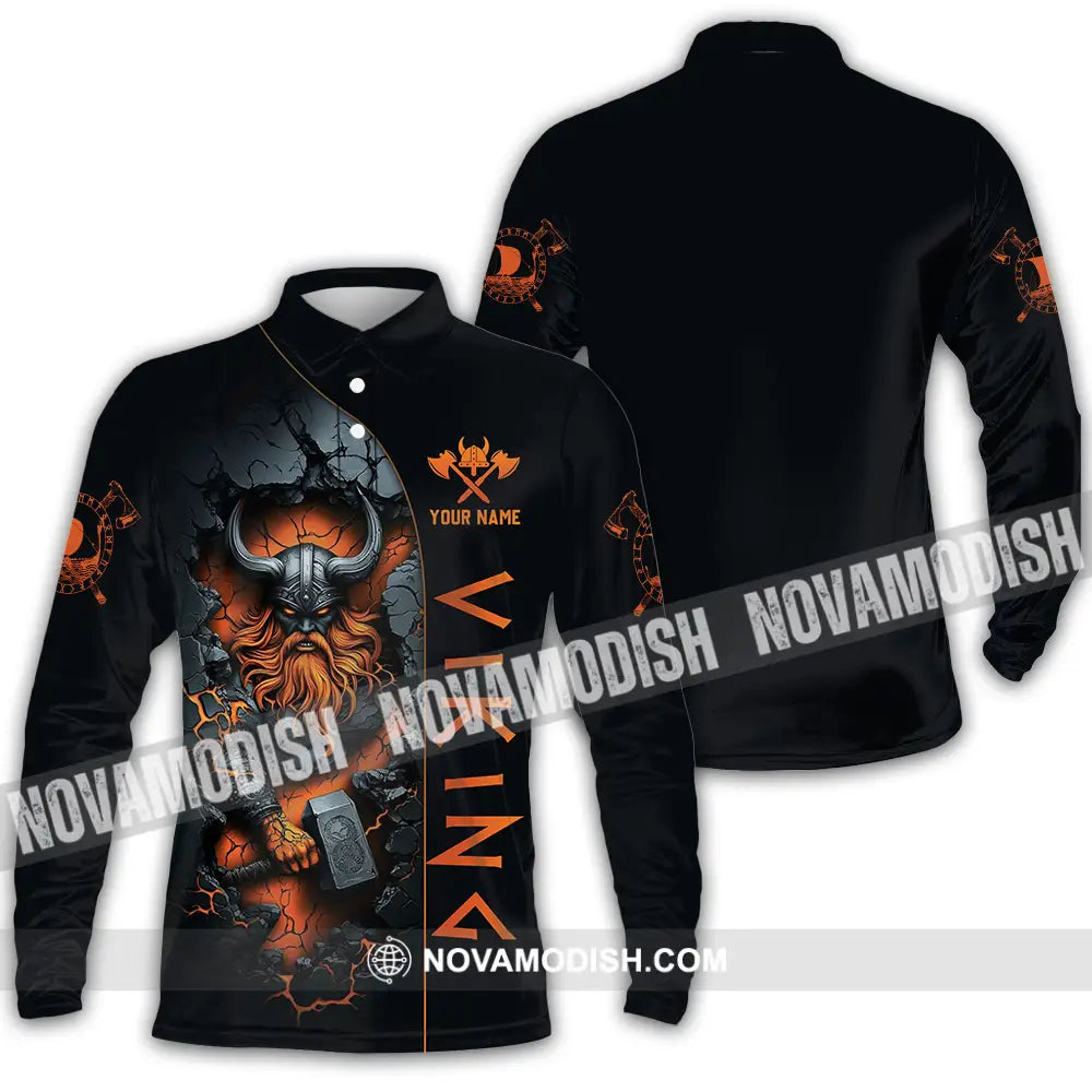 Unisex Shirt - Custom Text Shirt Viking Long Sleeve Polo / S T-shirt