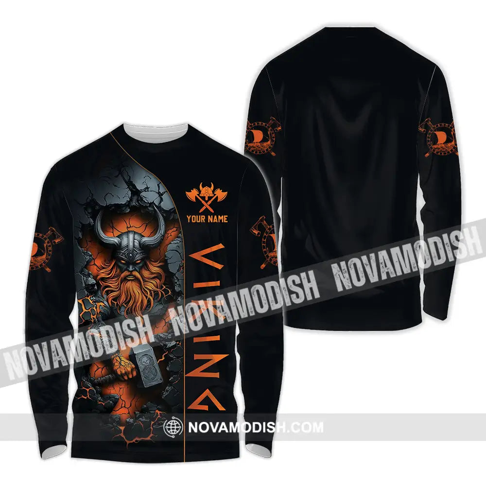 Unisex Shirt - Custom Text Shirt Viking Long Sleeve Shirt / S T-shirt
