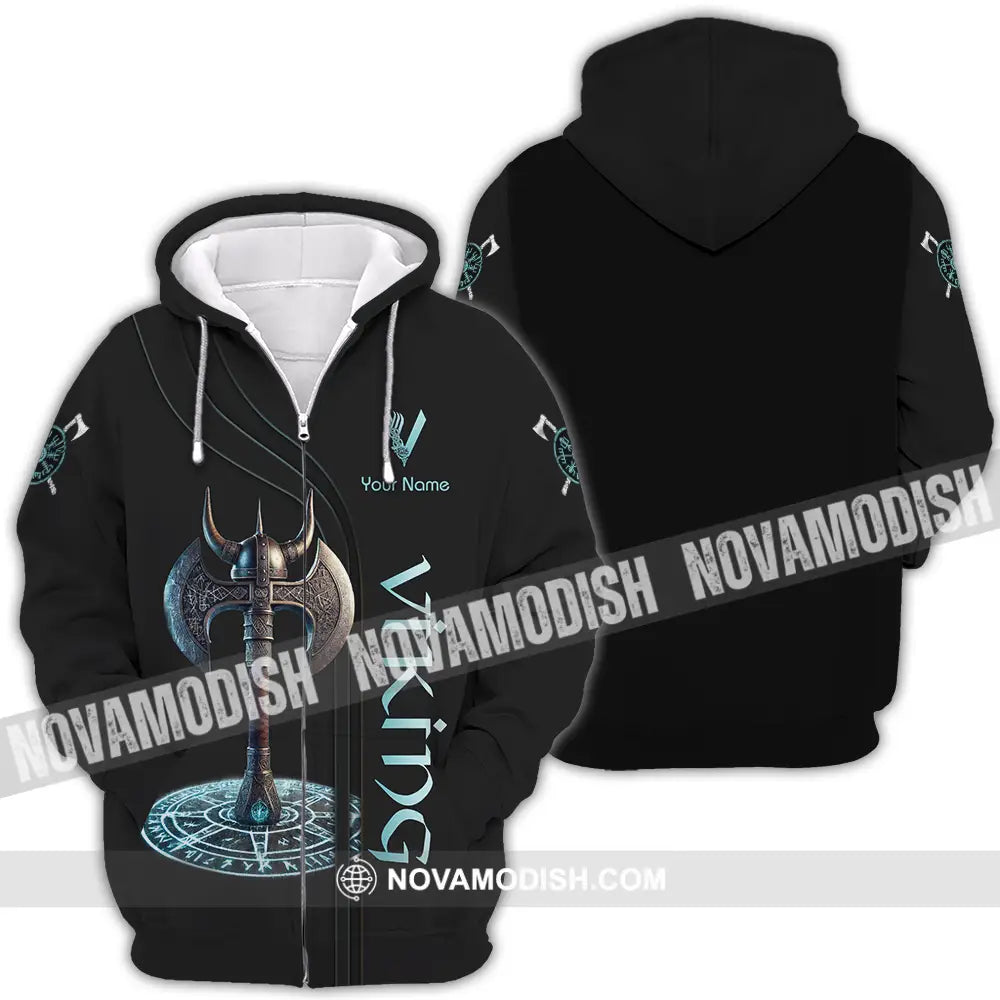 Unisex Shirt - Custom Text Viking Zipper Hoodie / S T-Shirt