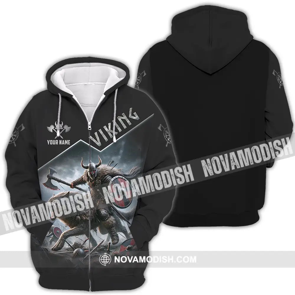 Unisex Shirt - Custom Text Shirt Viking Zipper Hoodie / S T-shirt