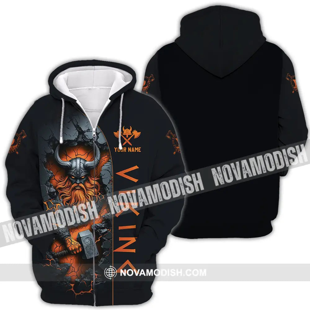 Unisex Shirt - Custom Text Shirt Viking Zipper Hoodie / S T-shirt