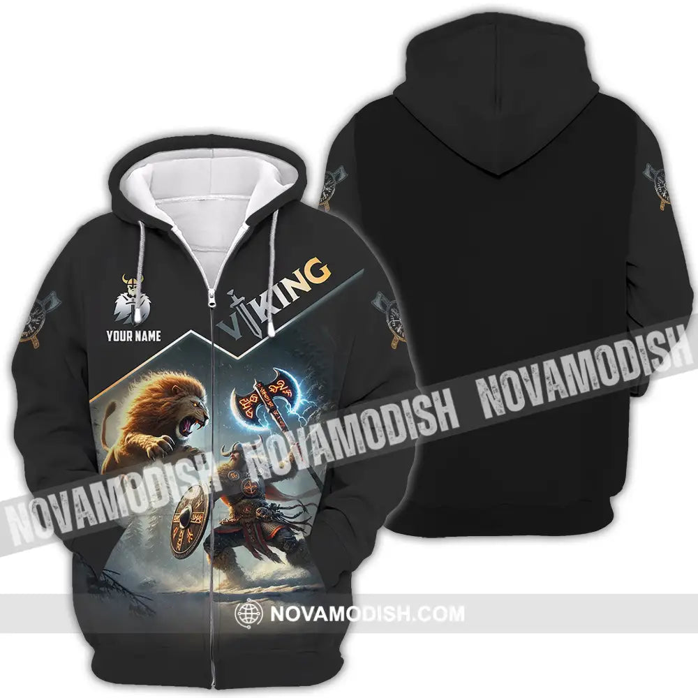 Unisex Shirt - Custom Text Shirt Viking Zipper Hoodie / S T-shirt