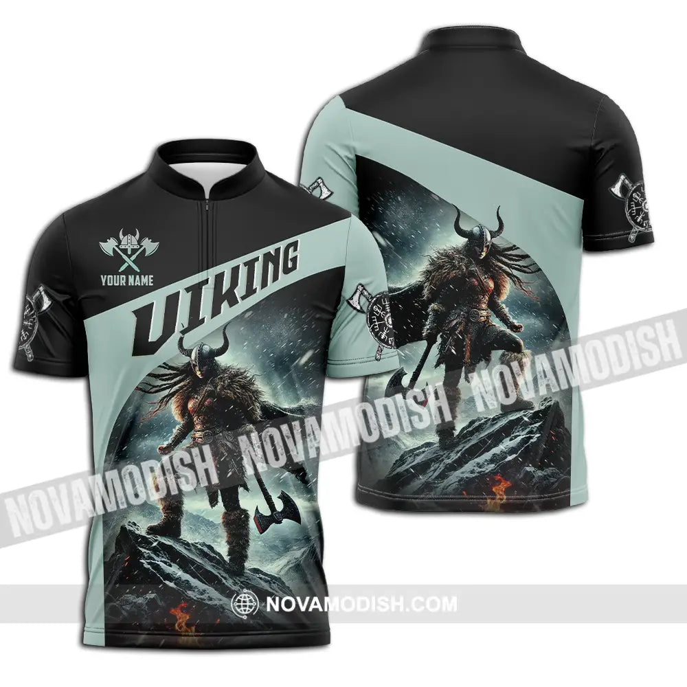 Unisex Shirt - Custom Text Shirt Viking Zipper Polo Shirt / S T-shirt