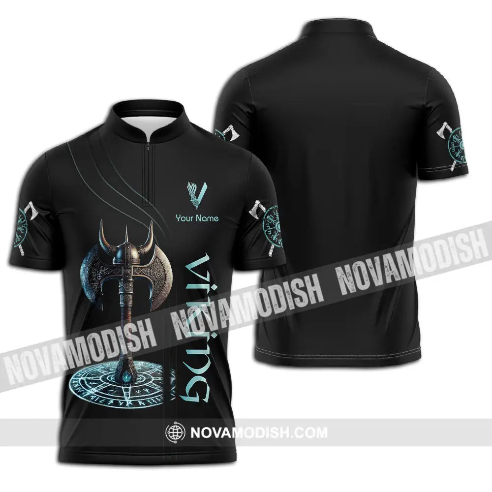 Unisex Shirt - Custom Text Viking Zipper Polo / S T-Shirt