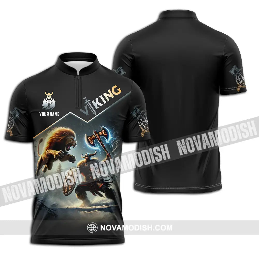 Unisex Shirt - Custom Text Shirt Viking Zipper Polo Shirt / S T-shirt