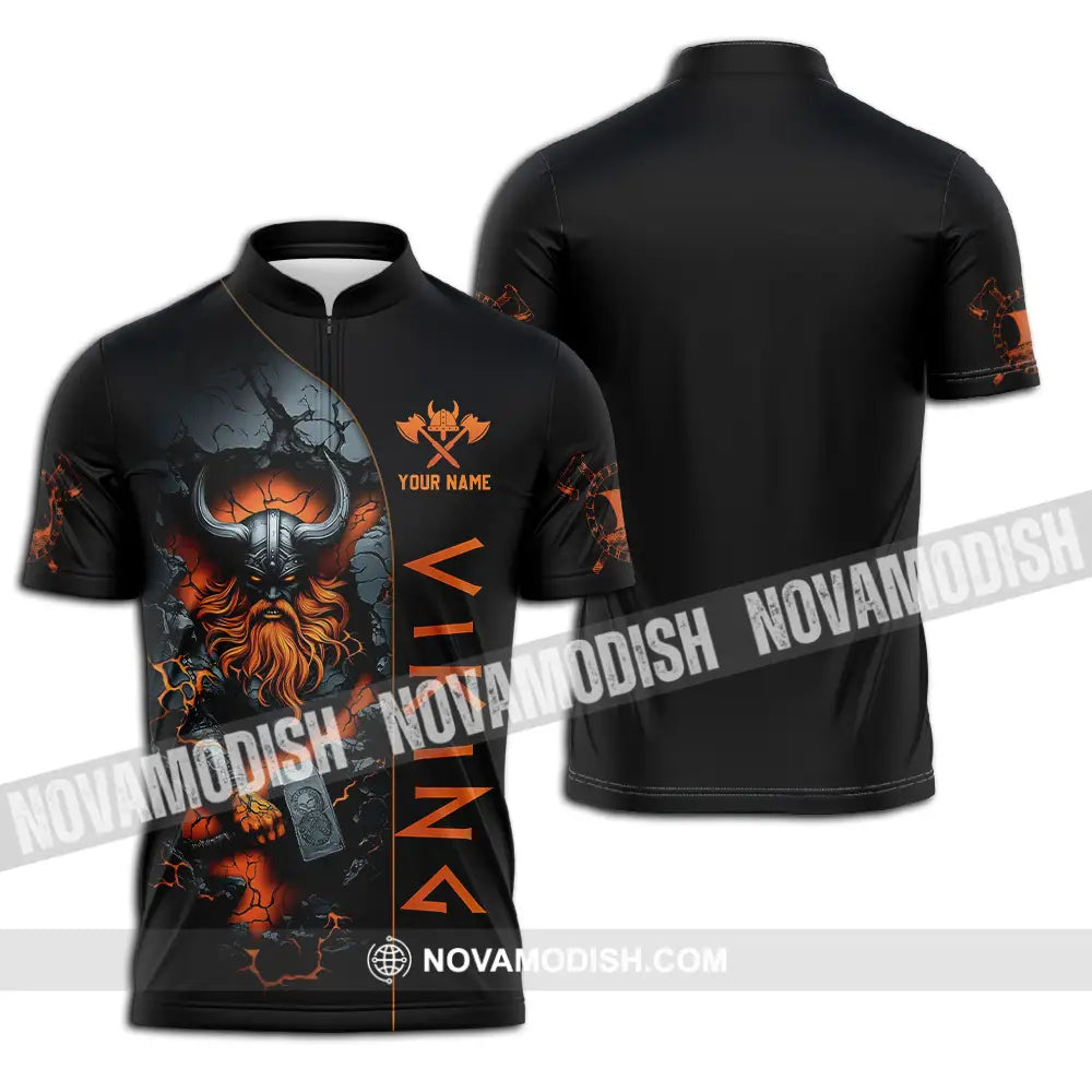 Unisex Shirt - Custom Text Shirt Viking Zipper Polo Shirt / S T-shirt