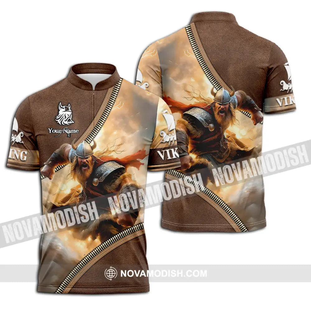 Unisex Shirt - Custom Text Shirt Viking Zipper Polo Shirt / S T-shirt