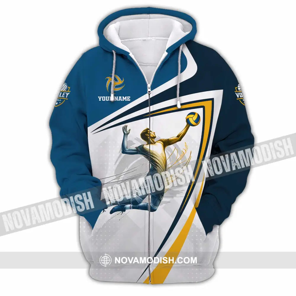 Unisex Shirt - Custom Text Volleyball Zipper Hoodie / S T-Shirt