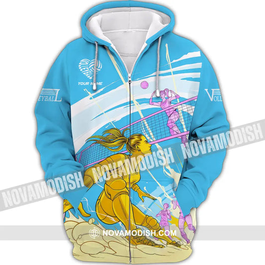 Unisex Shirt - Custom Text Volleyball Zipper Hoodie / S T-Shirt