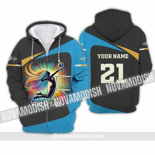 Unisex Shirt - Custom Text Shirt Volleyball Shirt Zipper Hoodie / S T-shirt