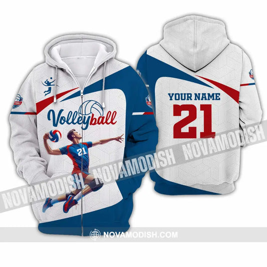 Unisex Shirt - Custom Text Shirt Volleyball Shirt Zipper Hoodie / S T-shirt