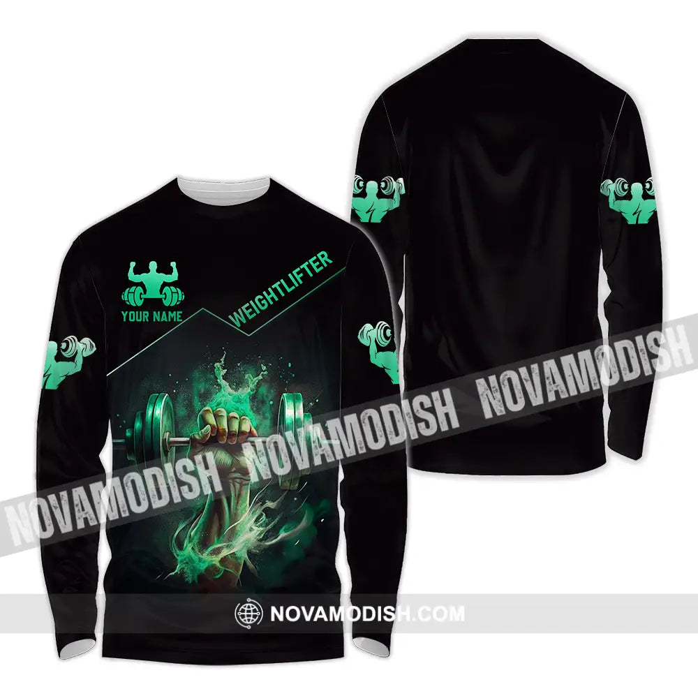 Unisex Shirt - Custom Text Shirt Weightlifter Long Sleeve Shirt / S T-shirt