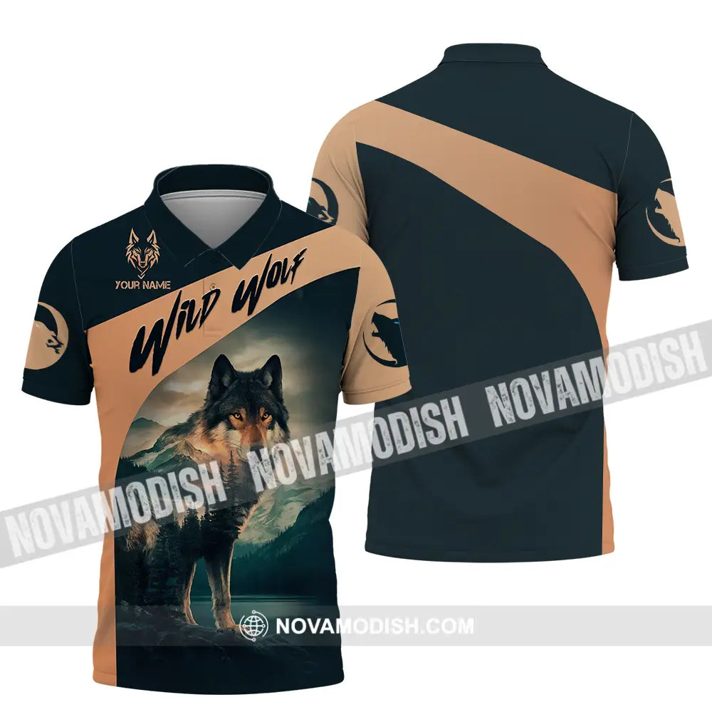 Unisex Shirt - Custom Text Wild Wolf Polo / S T-Shirt