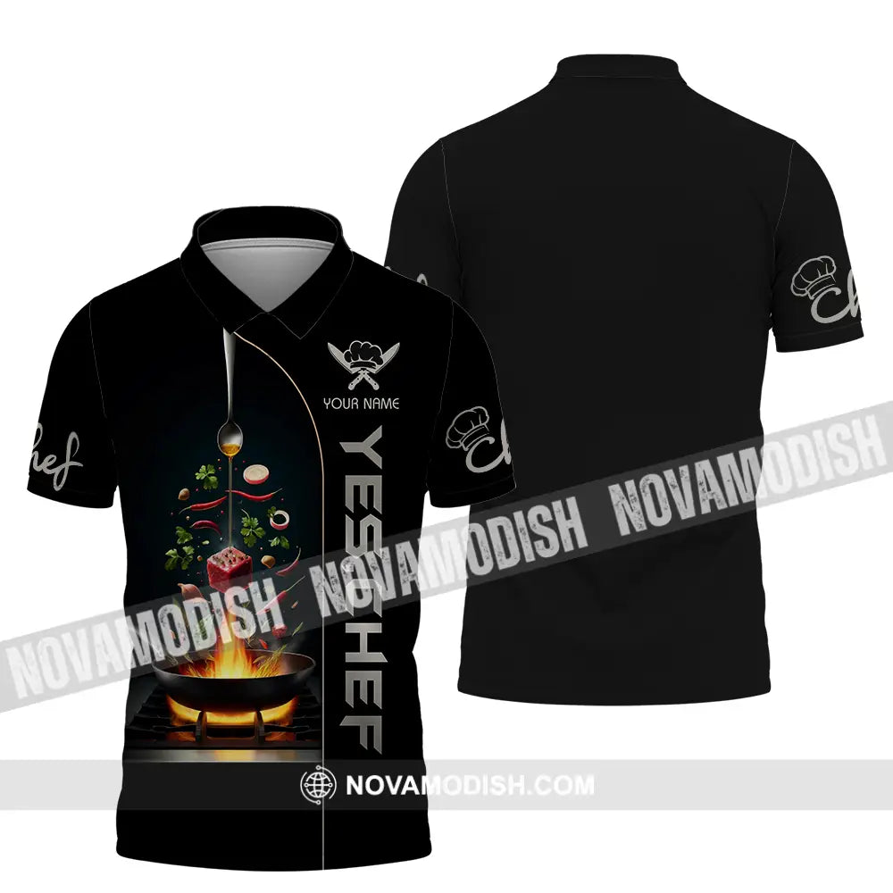 Unisex Shirt - Custom Text Shirt Yes Chef Shirt Polo Shirt / S T-shirt