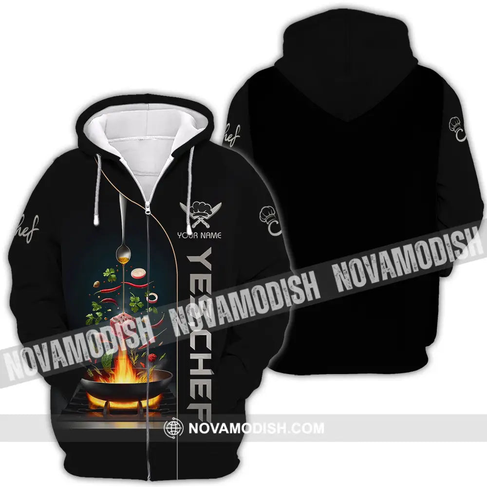 Unisex Shirt - Custom Text Shirt Yes Chef Shirt Zipper Hoodie / S T-shirt