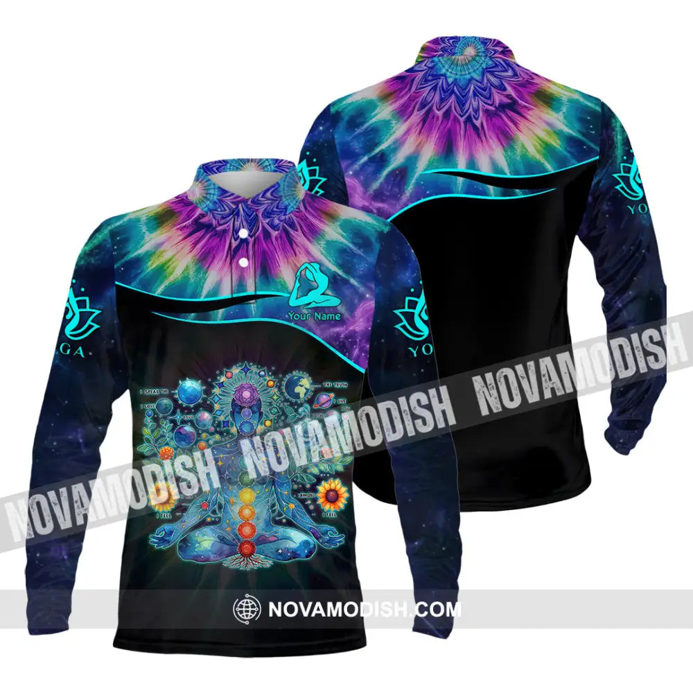 Unisex Shirt - Custom Text Yoga Long Sleeve Polo / S T-Shirt