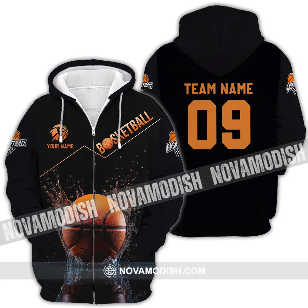 Unisex Shirt - Custom Texts Shirt Basketball Zipper Hoodie / S T-shirt