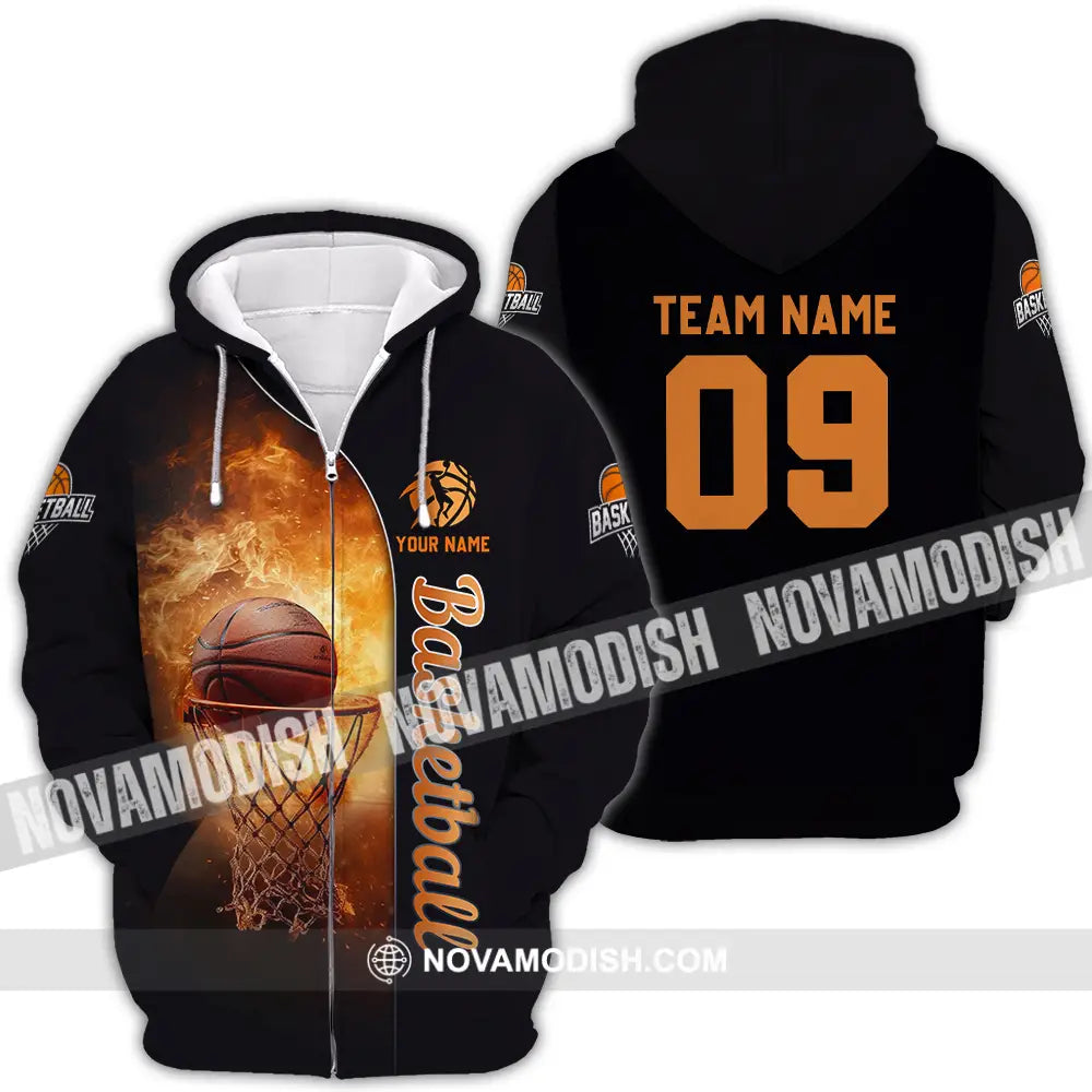 Unisex Shirt - Custom Texts Shirt Basketball Zipper Hoodie / S T-shirt
