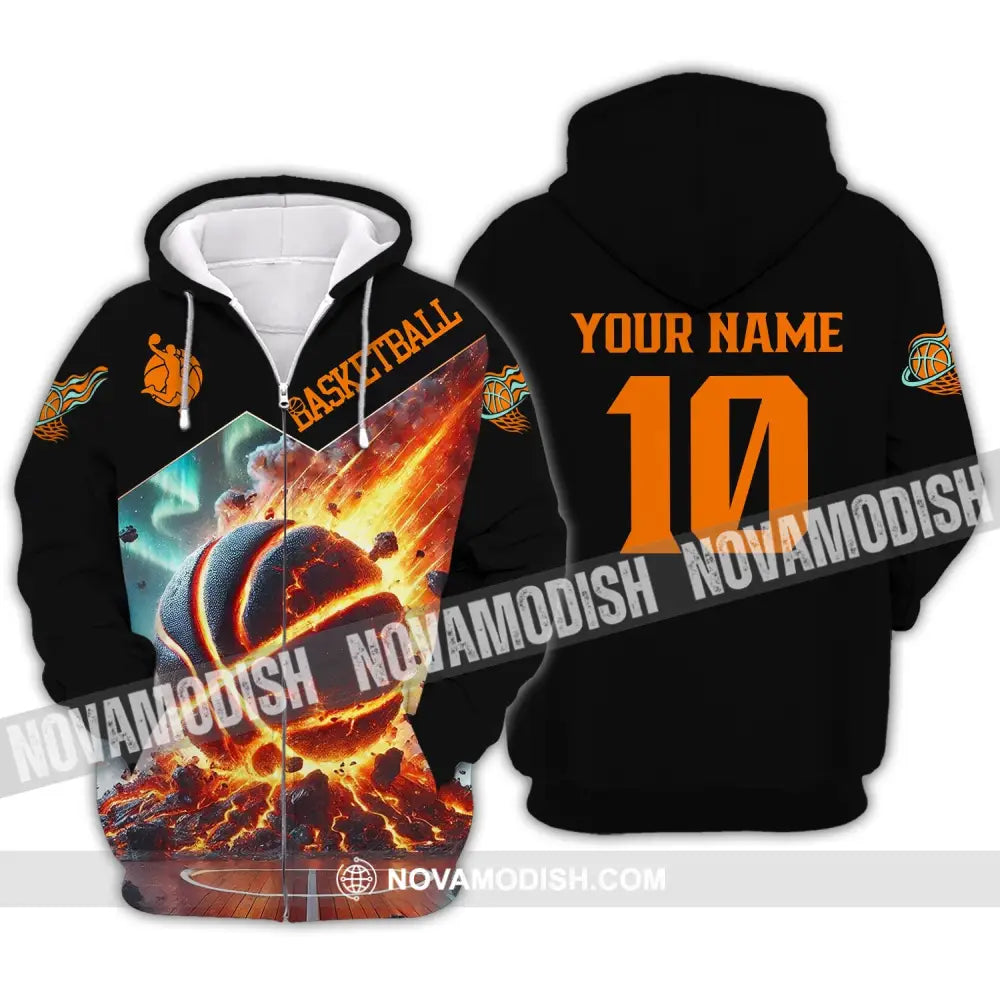 Unisex Shirt - Custom Texts Basketball Zipper Hoodie / S T-Shirt