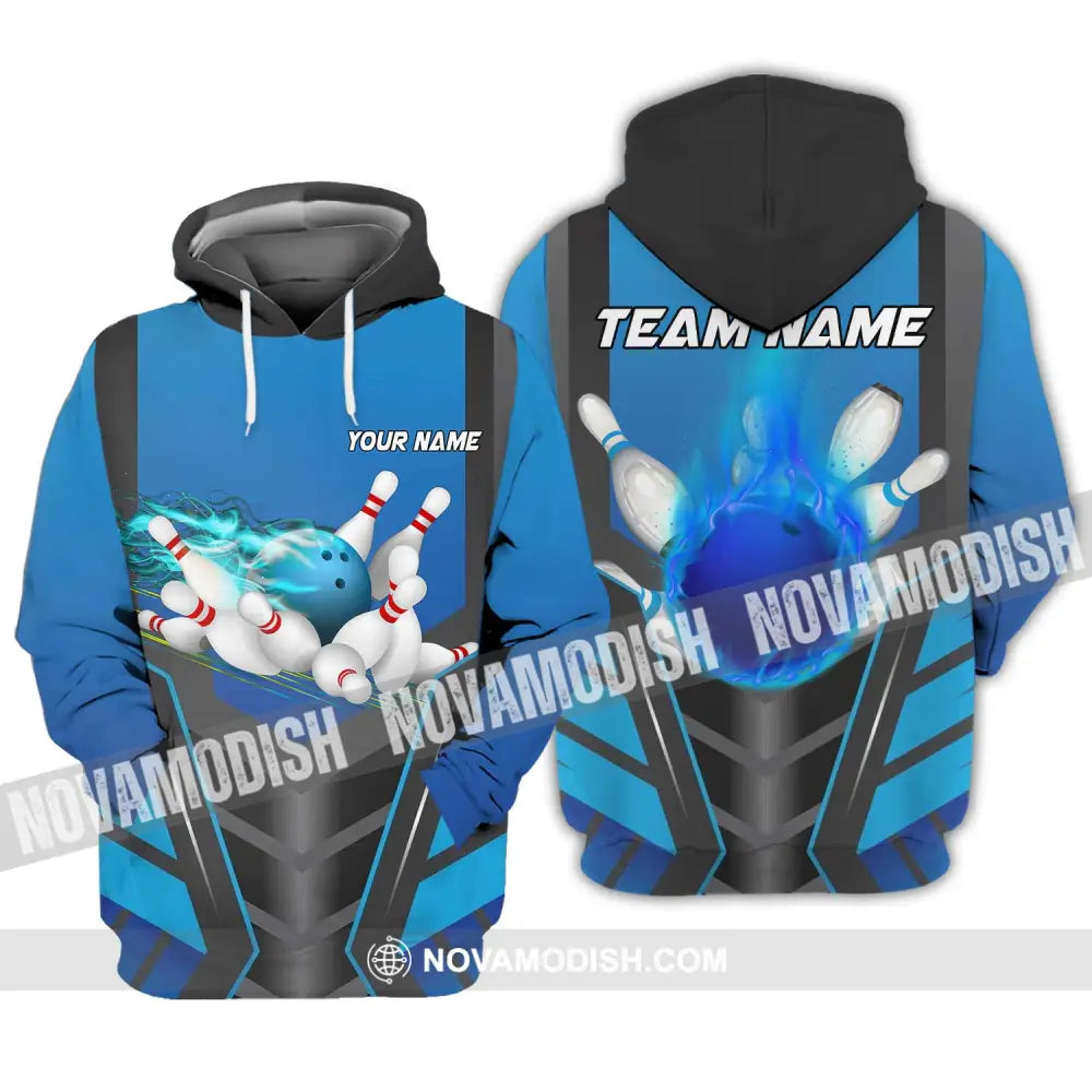 Unisex Shirt - Custom Texts Blue Fire Bowing Sport Shirt Hoodie / S T-shirt