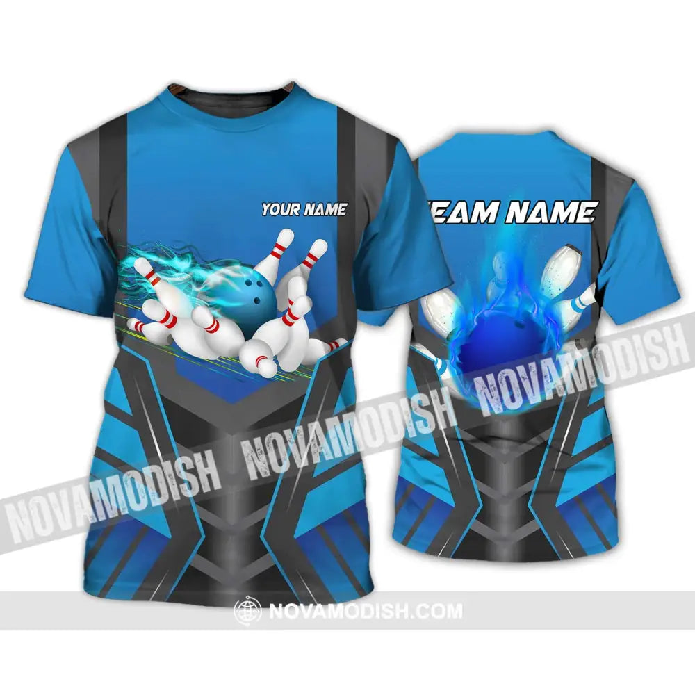Unisex Shirt - Custom Texts Blue Fire Bowing Sport Shirt T-Shirt / S T-shirt