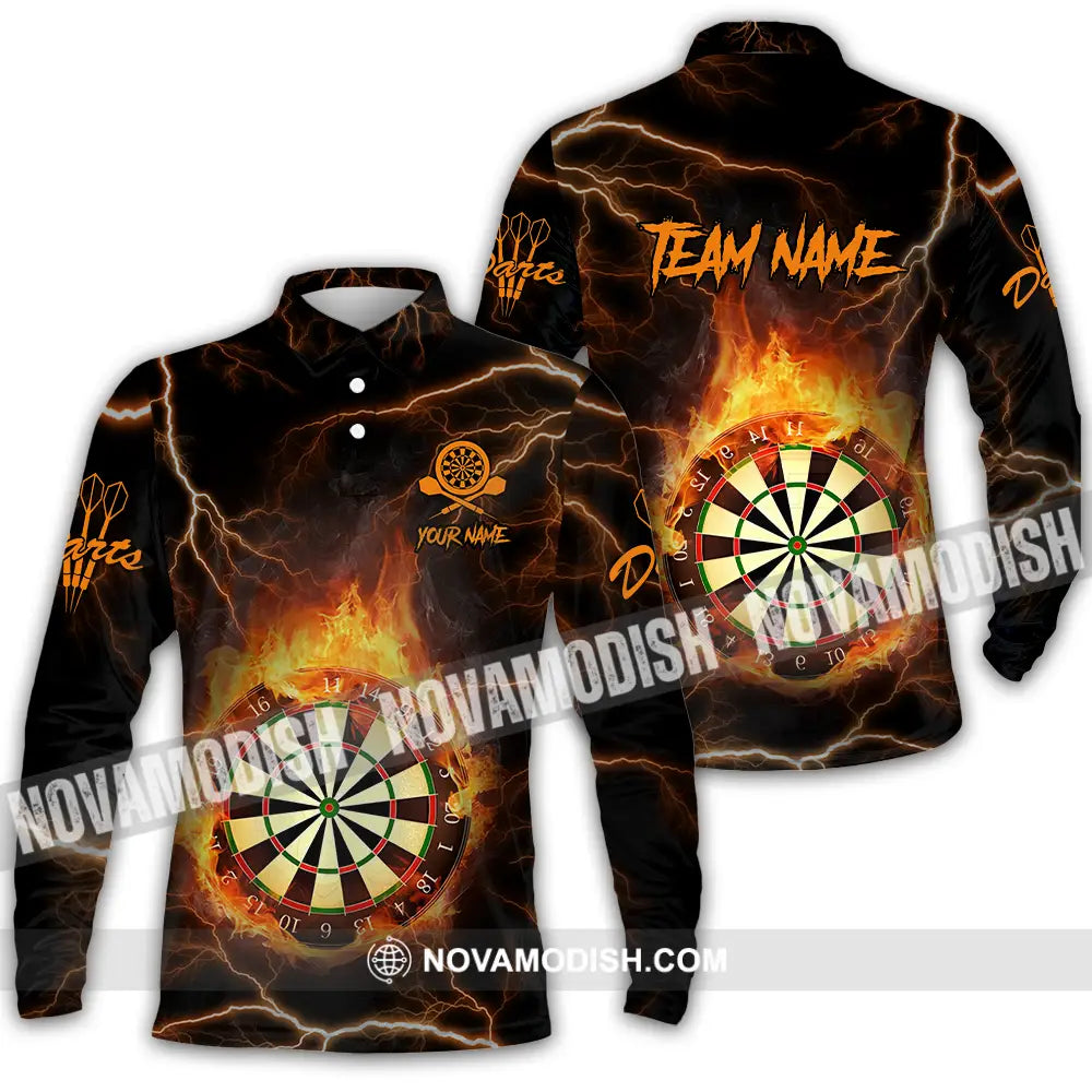 Unisex Shirt - Custom Texts Fire Darts Sport Shirt Long Sleeve Polo / S T-shirt