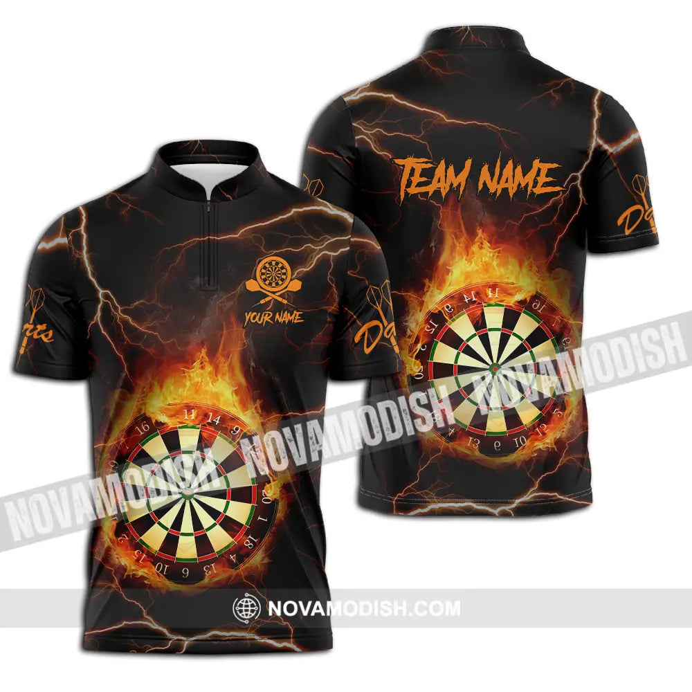 Unisex Shirt - Custom Texts Fire Darts Sport Shirt Zipper Polo Shirt / S T-shirt