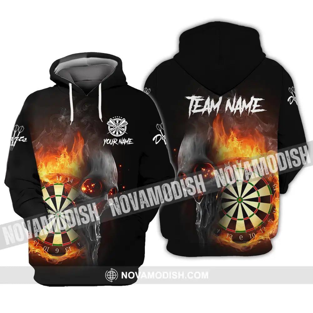 Unisex Shirt - Custom Texts Fire Lion Darts Sport Shirt For Player Hoodie / S T-shirt