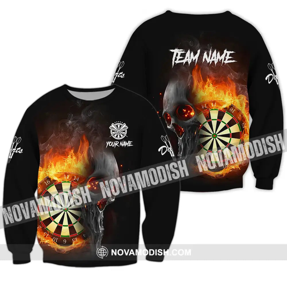 Unisex Shirt - Custom Texts Fire Lion Darts Sport Shirt For Player Long Sleeve / S T-shirt