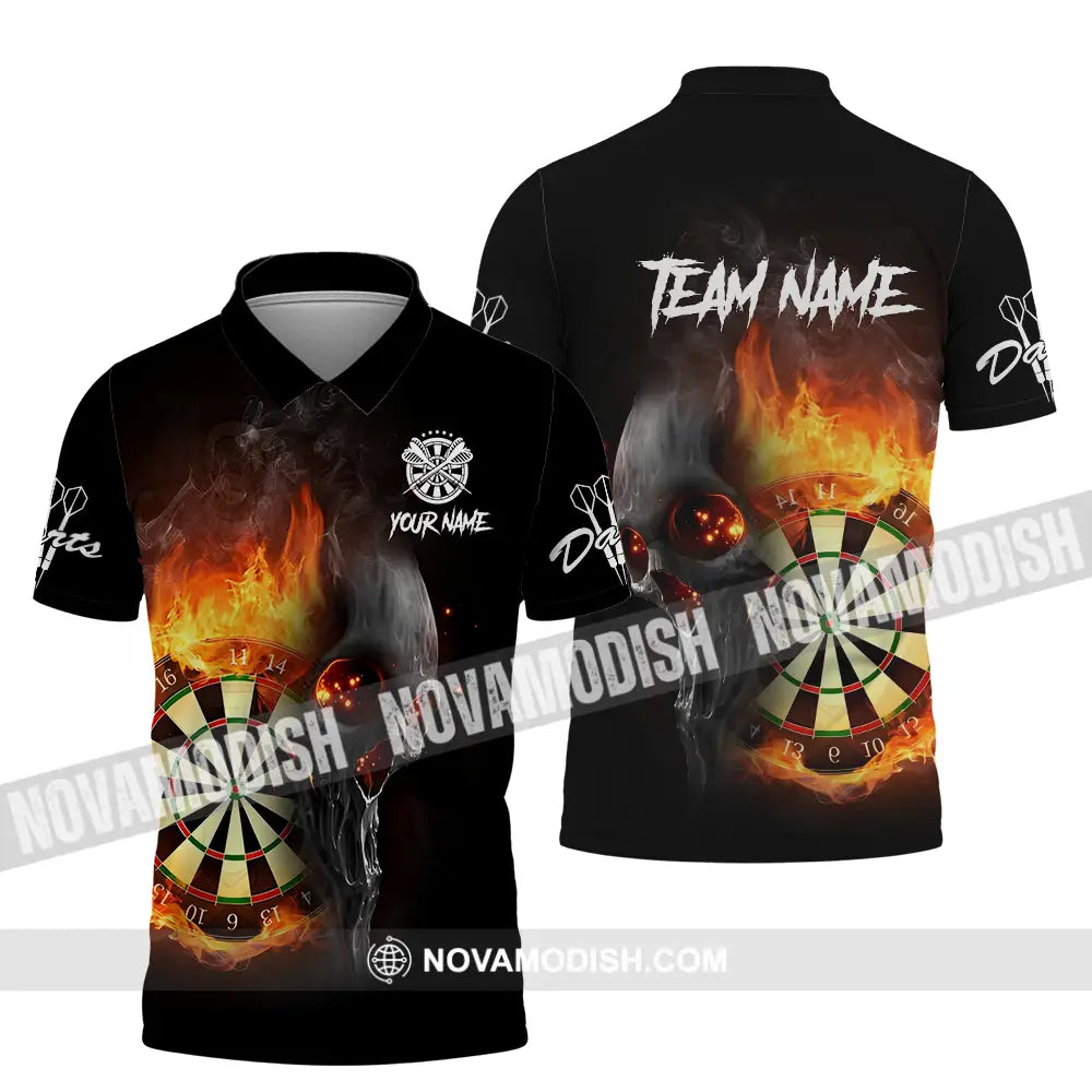 Unisex Shirt - Custom Texts Fire Lion Darts Sport Shirt For Player Polo Shirt / S T-shirt