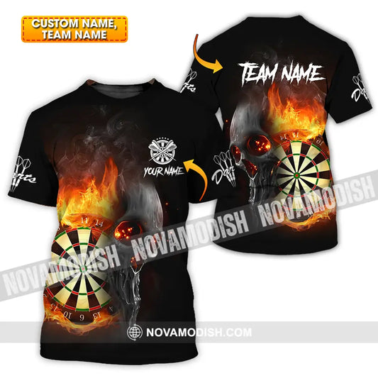 Unisex Shirt - Custom Texts Fire Lion Darts Sport Shirt For Player T-shirt