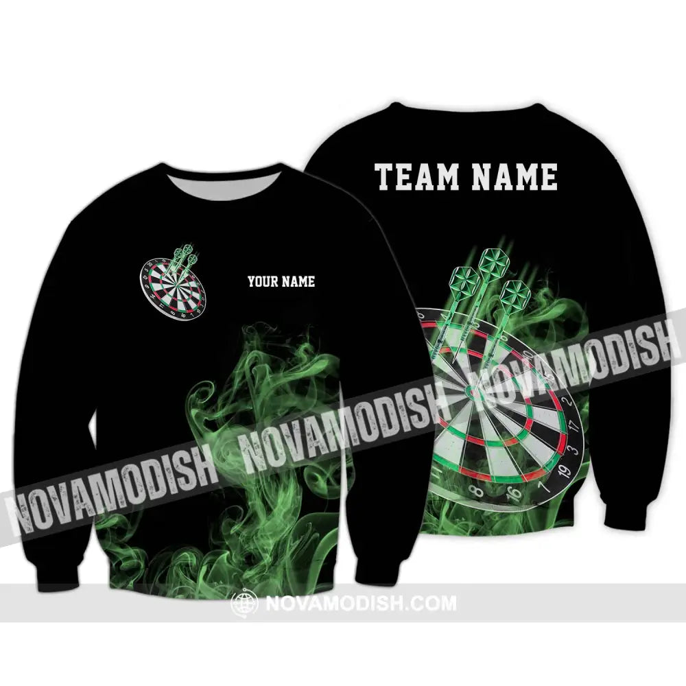 Unisex Shirt - Custom Texts Green Darts Player Sport Shirt Long Sleeve / S T-shirt