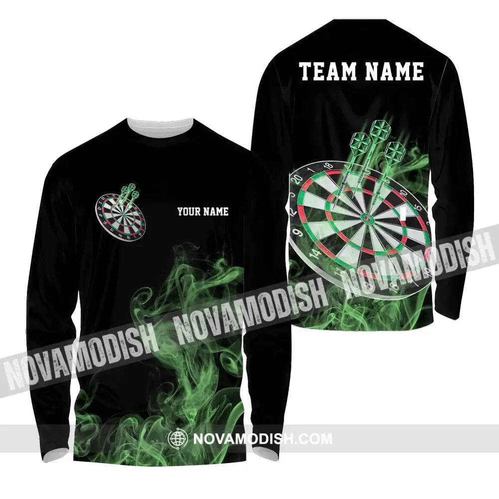 Unisex Shirt - Custom Texts Green Darts Player Sport Shirt Long Sleeve Shirt / S T-shirt