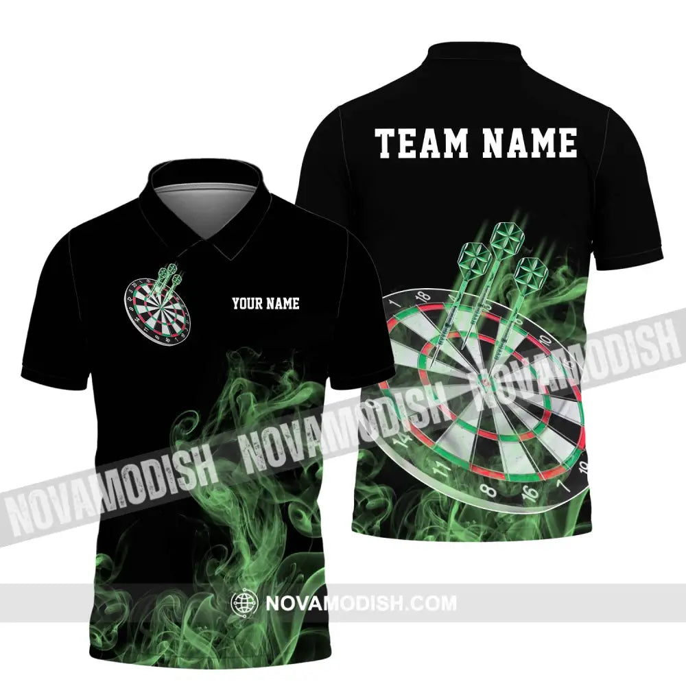 Unisex Shirt - Custom Texts Green Darts Player Sport Shirt Polo Shirt / S T-shirt