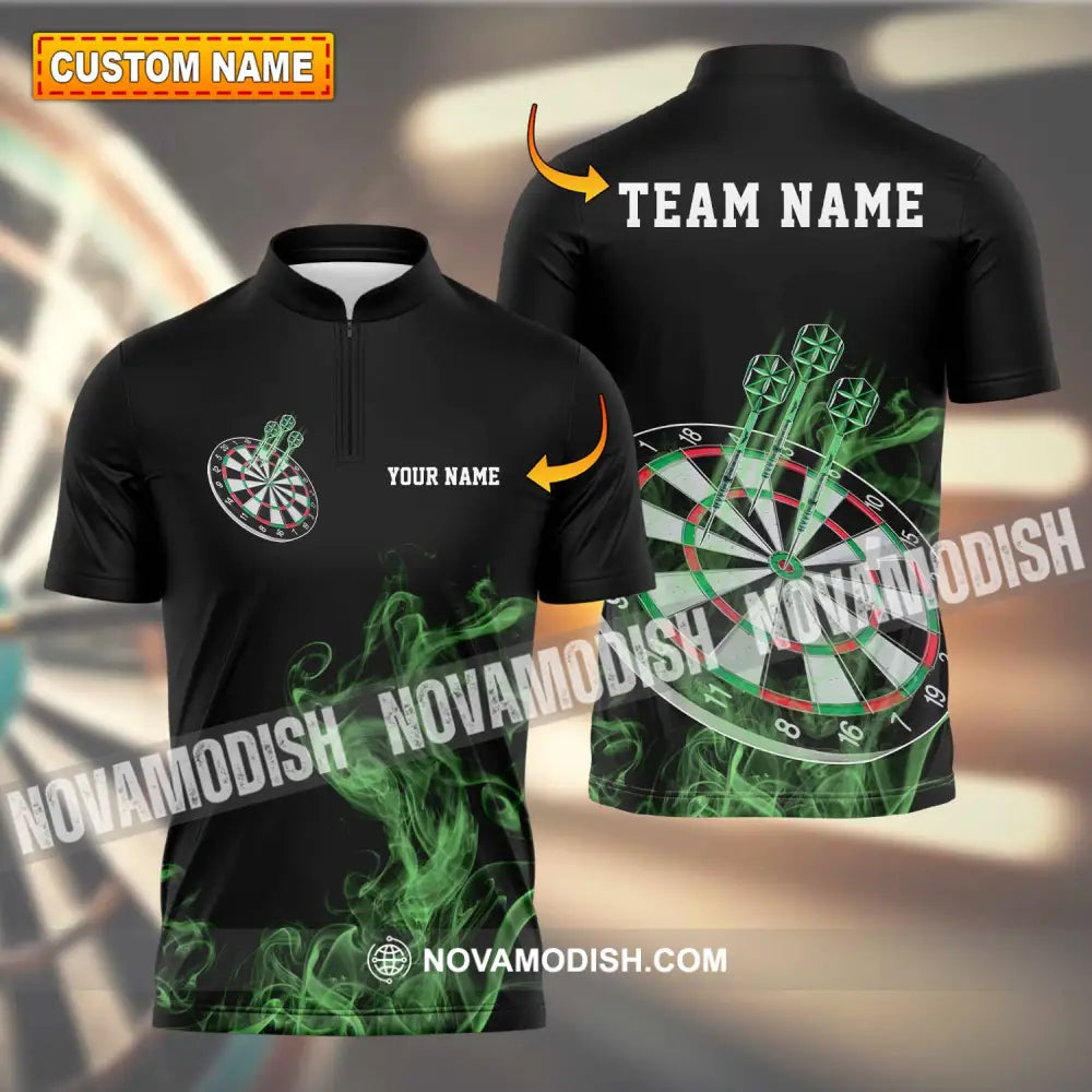 Unisex Shirt - Custom Texts Green Darts Player Sport Shirt T-shirt