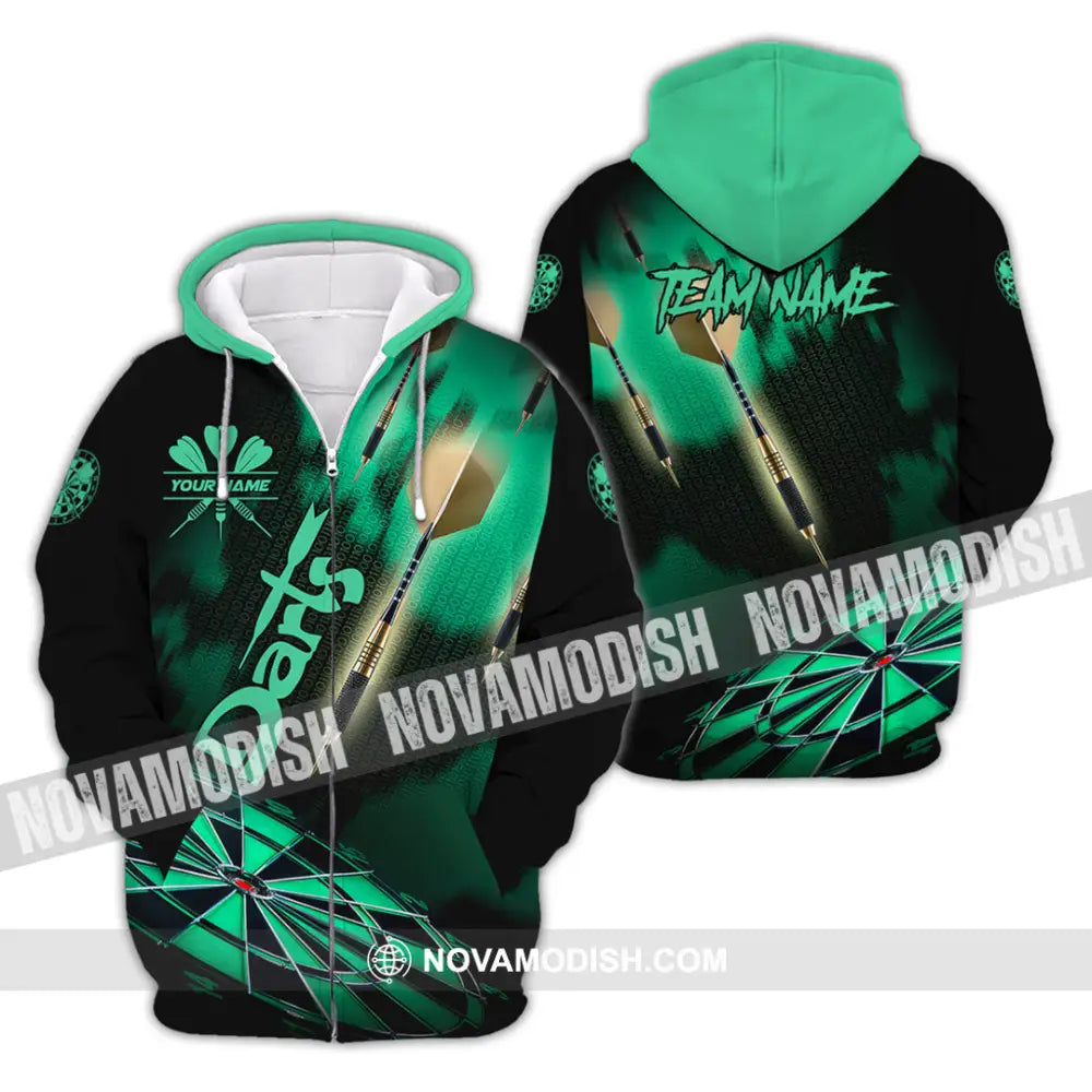Unisex Shirt - Custom Texts Green Light Darts Sport Shirt Zipper Hoodie / S T-shirt