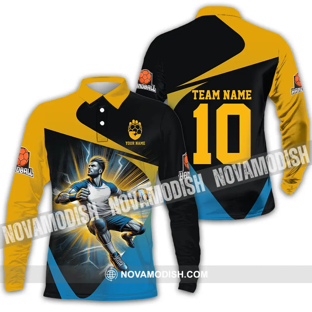 Unisex Shirt - Custom Texts Handball Shirt Handball Player Long Sleeve Polo / S T-shirt
