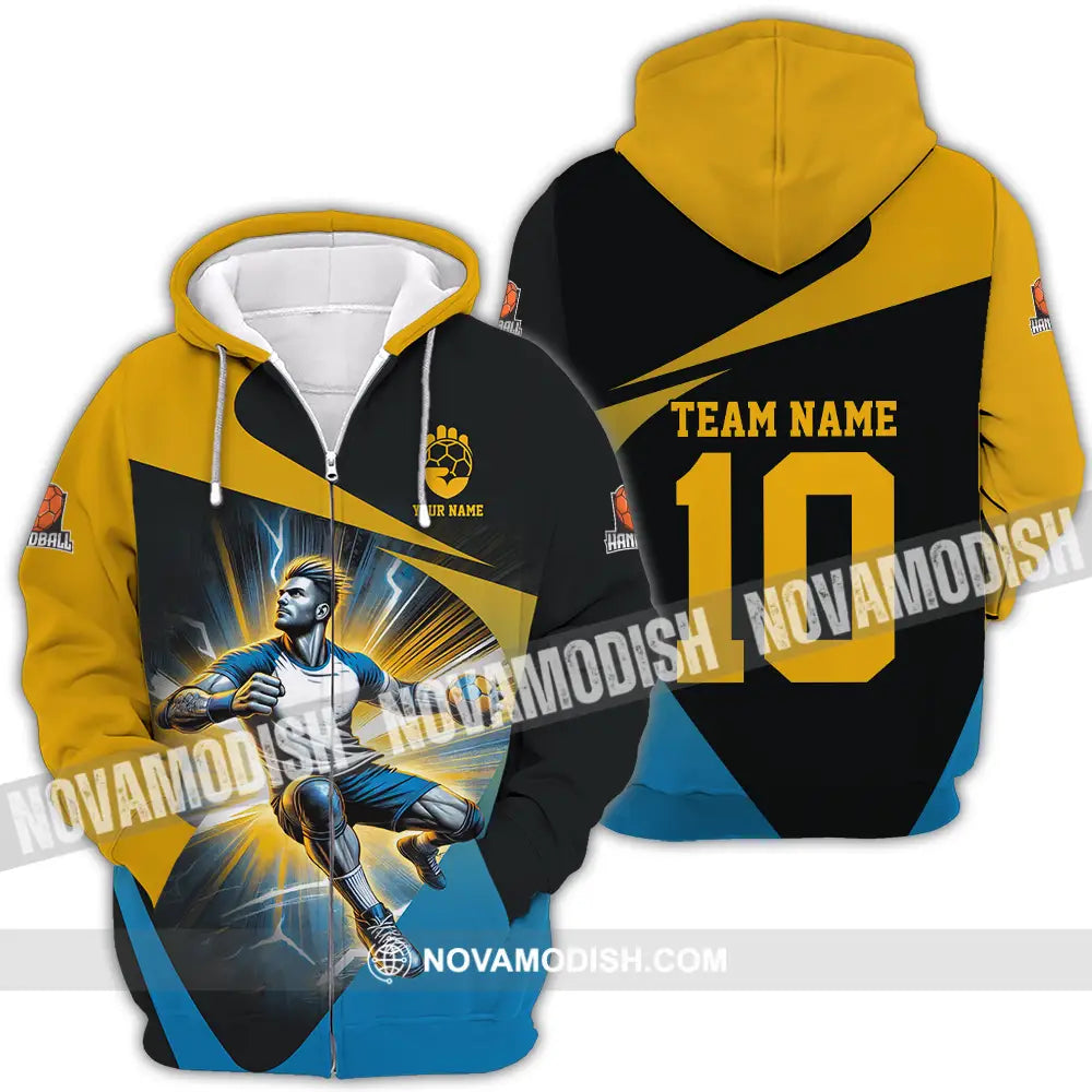 Unisex Shirt - Custom Texts Handball Shirt Handball Player Zipper Hoodie / S T-shirt