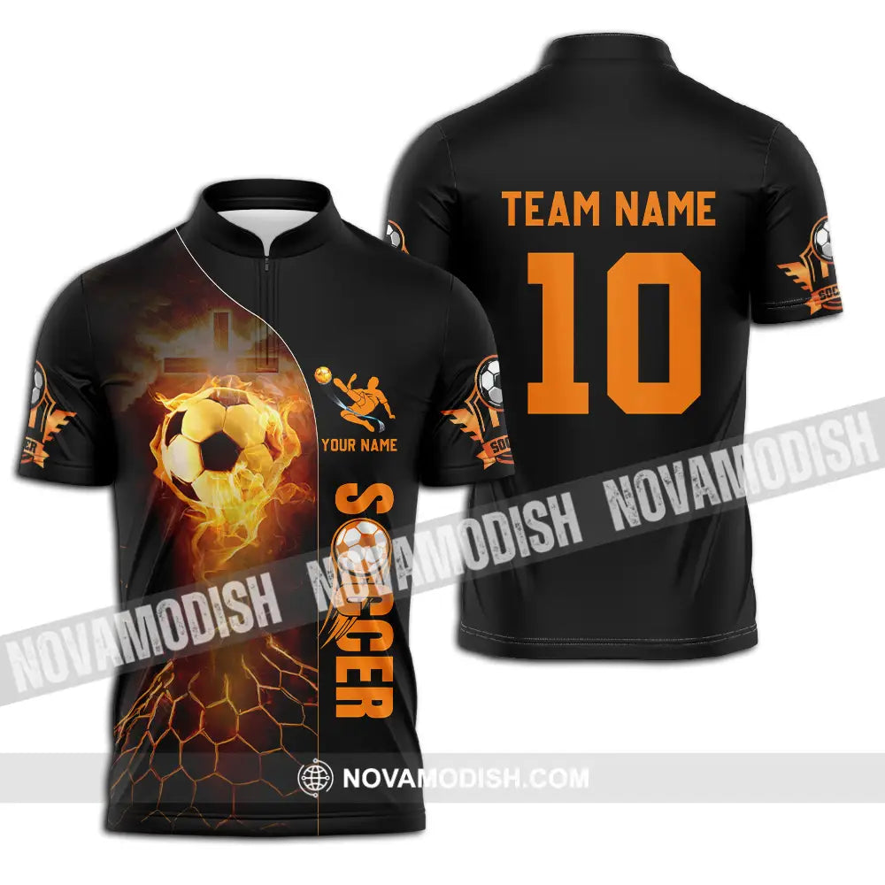 Unisex Shirt - Custom Texts Shirt Soccer Zipper Polo Shirt / S T-shirt