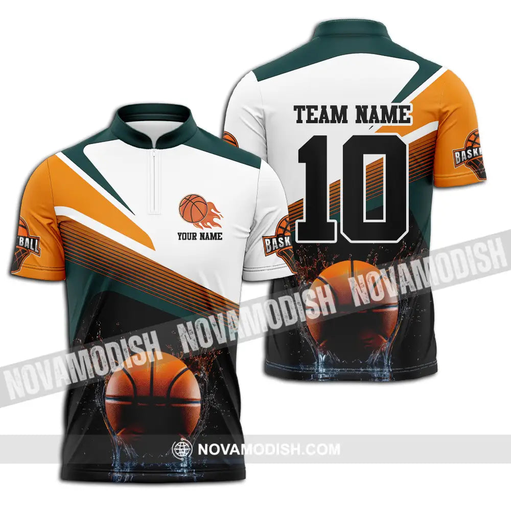 Unisex Shirt - Custom Texts Sport Shirt Basketball Zipper Polo Shirt / S T-shirt