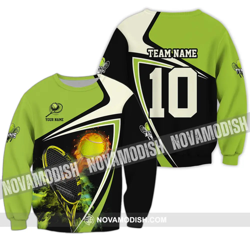Unisex Shirt - Custom Texts Sport Shirt Fire Tennis Ball Long Sleeve / S T-shirt
