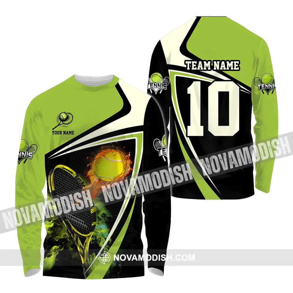 Unisex Shirt - Custom Texts Sport Shirt Fire Tennis Ball Long Sleeve Shirt / S T-shirt