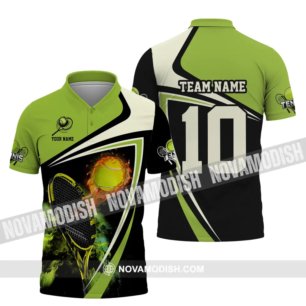 Unisex Shirt - Custom Texts Sport Shirt Fire Tennis Ball Polo Shirt / S T-shirt