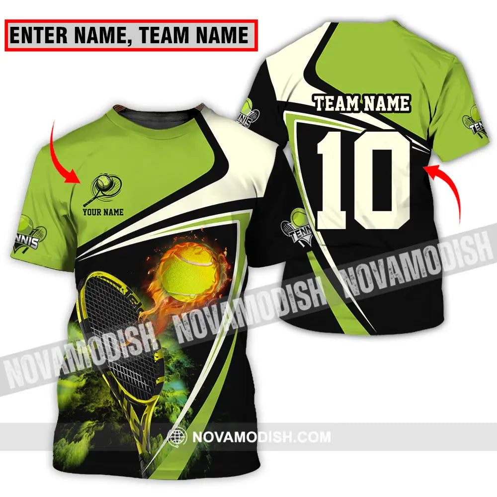 Unisex Shirt - Custom Texts Sport Shirt Fire Tennis Ball T-shirt