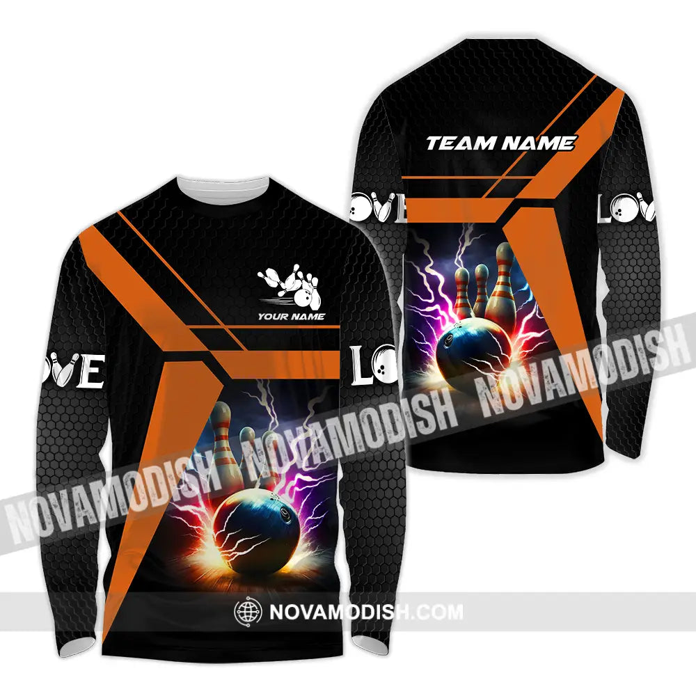 Unisex Shirt - Custom Texts Thunder Bowling Sport Shirt Long Sleeve Shirt / S T-shirt