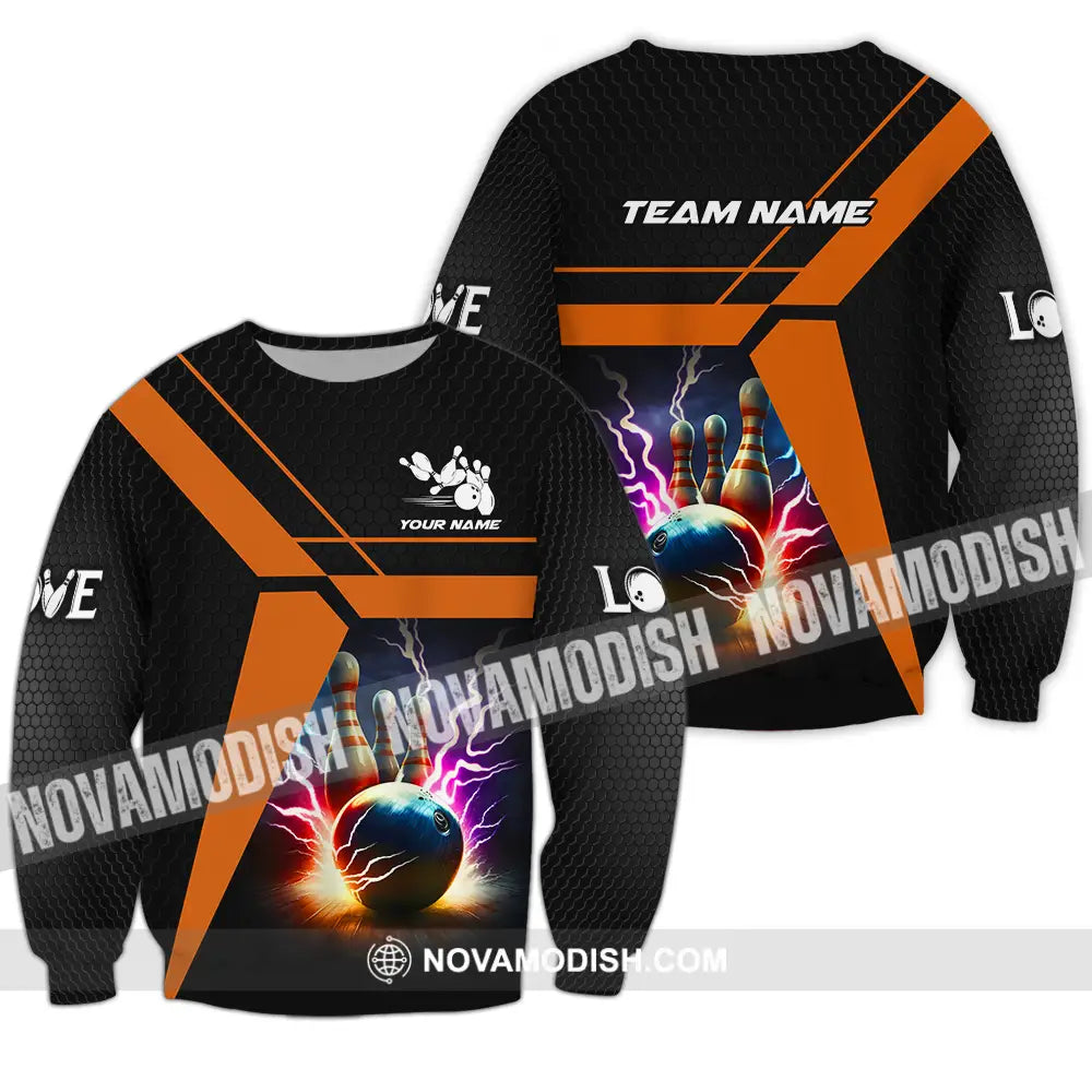 Unisex Shirt - Custom Texts Thunder Bowling Sport Shirt Long Sleeve / S T-shirt