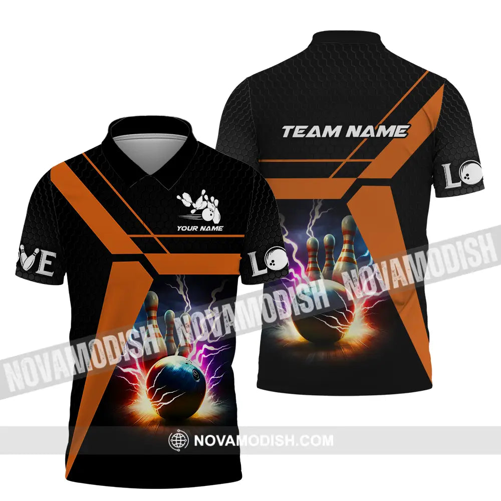 Unisex Shirt - Custom Texts Thunder Bowling Sport Shirt Polo Shirt / S T-shirt